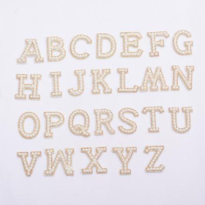 China DIY Handmade Stick On Bag Chenille Letter Sets A-Z 26 Self Adhesive Rhinestones Set Alphabet Applique Patch Beads Patches for sale