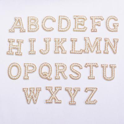 China Cute 3D DIY Letters Patch Selfsticked A-Z A to Z 26 PCS A Letter Set Patches Sticker Alphabet Bead Rhinestone Patches for sale