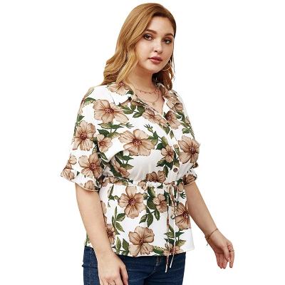 China Anti-Wrinkle China Manufacturer Ladies Floral Casual T-shirt Women Plus Size Floral Top for sale