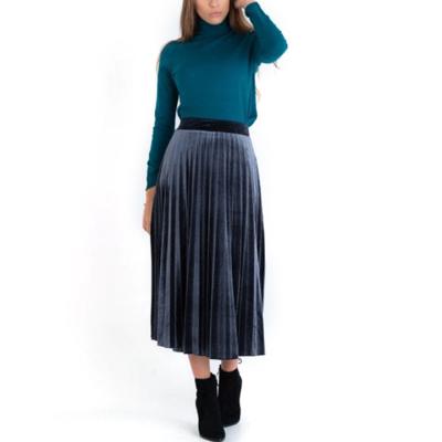 China Anti-static Factory Supply Direct Women Skirts Women Velvet Pleat Midi Skirt for sale