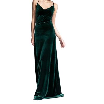 China Simple but not simple retro velvet French anti-static elegant light luxury green equalizing dress for sale