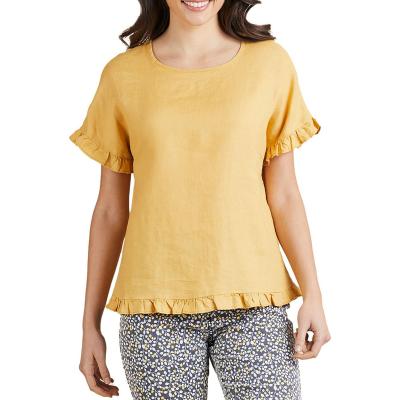 China Anti-pilling wholesale women bristles to sheath oversized yellow canvas T-shirt for sale