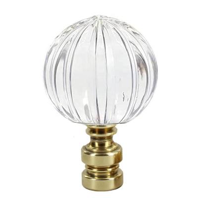 China Lamp finials are threaded 1/4-27 to fit floor lamp speaks all weather clear ribbed crystal lamp finial/fan w/polished base lamp chain brass parts used portable lamps H1 inches .75 for sale