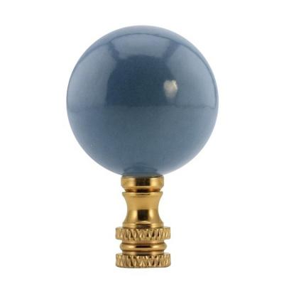 China Lamp finials are 1/4-27 threaded to fit floor lamp speaks all weather blue ceramic ball base w/polish brass brass lamp finials/lamp parts inch hardware usage portable lamps H2.375 for sale