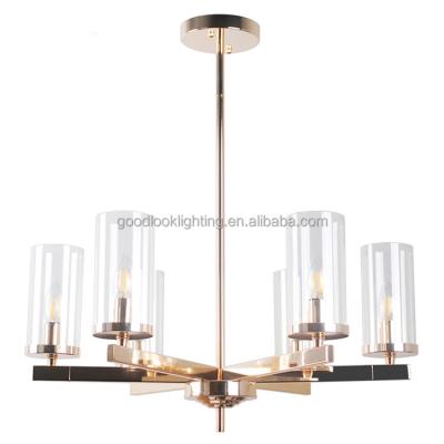 China Modern Warehouse Chandelier 6ITS Adjustable Pendant Lighting With Polished Chrome Finish / Clear Glass Shade for sale