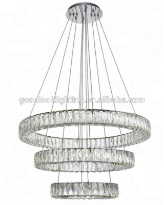 China Stainless+crystal (C) UL & ETL Listed Modern Clear Crystal Pendant And Chandelier Lighting Stainless Steel Rings With Polished Chrome Finish for sale