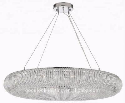 China Warehouse Modern Clear Crystal Stainless Steel Rings With Polished Chrome Finish Chandelier Ceiling&Pendant Lighting for sale