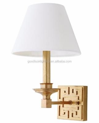 China (C)Modern UL&ETL Listed Antique Single Arm Decorative & White Canvas Gold Leaf Shade Hotel Wall Vanity Sconce/ for sale