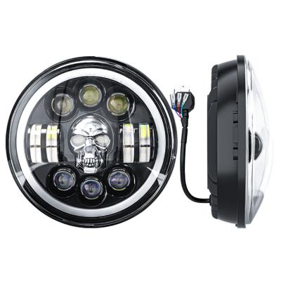 China Good quality good quality h4 car aluminum price led projector lens 7 inch round led headlight angel eye motorcycle headlights for sale