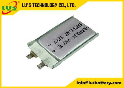 China Beutel-Zellen-PTC-Sicherheit CP251525 hohe Rate Battery 3.0v 150mah Limno2 für Karten-Anwendungen zu verkaufen