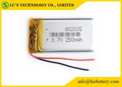 중국 PL402035 Lipo 건전지 250mah 재충전용 리튬 이온 중합체 건전지 팩 3.7 V 재충전 전지 250mah LP402035 판매용