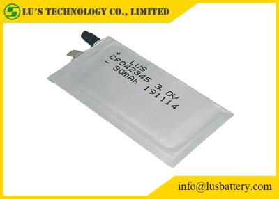 China Ultra dünne 3.0V prismatische Limno2 Batterie 30mAh CP042345 für Schlüssel zu verkaufen