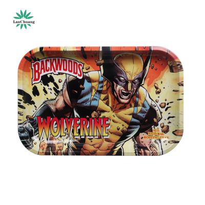 China Hot Sale Two Size Manufacturers Free Sample Healthy Smoking Accessories Tin Meta Rolling Tray Lanchuang Custom Smoking Factory for sale