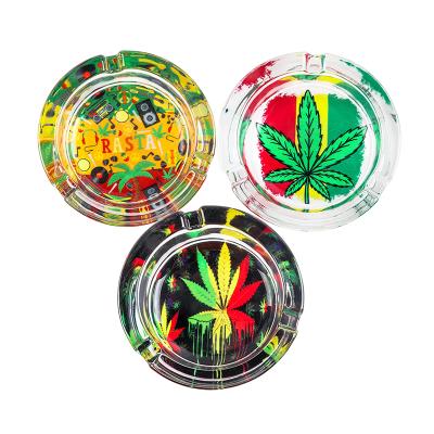 China High Quality Glass Cigar Ashtray Round Shape Smoking Accessories Smoke Portable Cigar Ashtray for sale