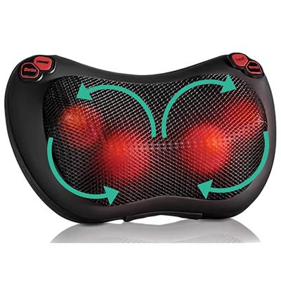 China New Head Deep Tissue Heat Therapy Massager Electric Shiatsu Neck And Back Kneading Massage Pillow For Shoulders for sale