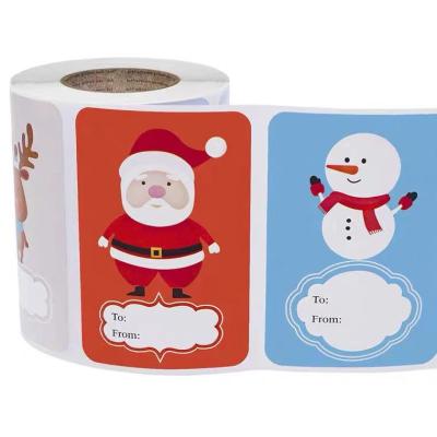 China Waterproof Christmas Sticker Cartoon Gift Greeting Card Packing Box Decoration Sticker Seal Label for sale