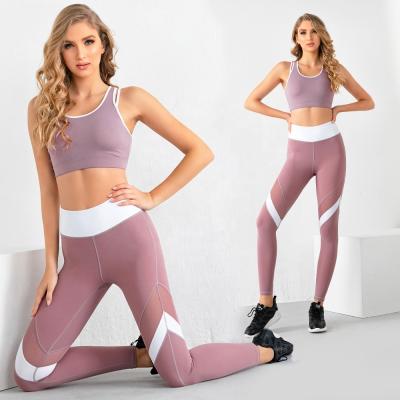 China Breathable Fitnhess Apparel Compression Custom Logo Printed 2 Piece Spandex Butt Crac! crack! high quality women Sctive yoga wear sets 2021 for sale