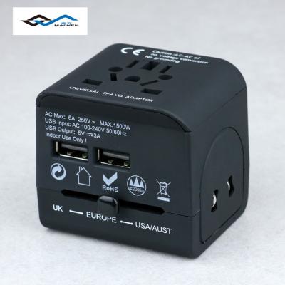 China New Residential / Multipurpose Arrive US AU UK EU Blue International Universal Travel Power Adapter with 3 USB Charger for sale