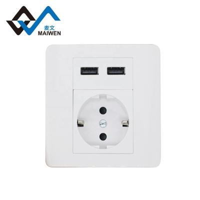 China Station In Stock Fast Delivery Hot Sale EU Standard Electrical Wall Socket With 2.1A 2USB for sale