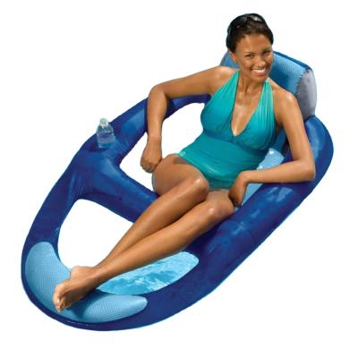 China MESH INSIDE & CUP HOLDER Inflatable Pool Couch Floating Chair with Built in Cup Holder, Blue (2 Packs) for sale