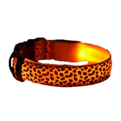 China Lights Wholesale pet supplies leopard print luminous collar adjustable dog led collar for sale