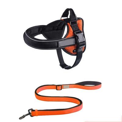 China Padded nylon retractable pet dog leash chest strap pet dog vest leash for running walking hiking pet harness set for sale