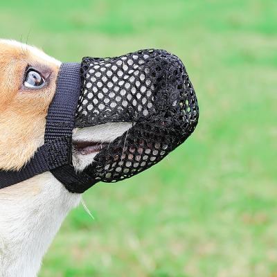 China Personalized Breathable adjustable pet dog nylon mesh muzzle french bulldog pug anti bark bite chew dog mouth muzzles for sale