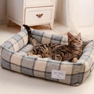 China Stocked Hot Sale Creative Printing Square Cat and Dog  Luxury Pet Bed Removable and Washable Summer Pet Ice Pad for sale