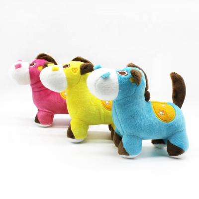 China Sustainable Cute Pony Plush Toy Pet Interactive Sounding Squeaking Puzzle Pet Chewing Training Toy for sale