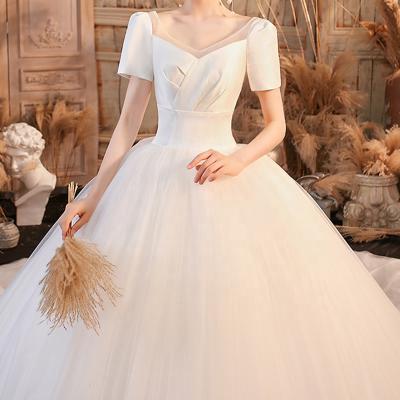 China Simple Super Fairy Temperament Anti-Static Casual Reception Manufacturer-Supplier Muslim Short Sleeve Wedding Dresses for sale