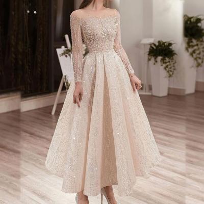 China Breathable Elegant Party Dresses Woman Sequin Slit Trend Trend Prom Slit Evening Dress Dress for sale