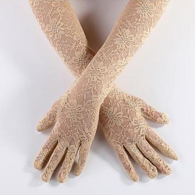 China Hot Selling Wrist Length Long Lace Up White Bridal Gloves Wedding Bridal Gloves for sale