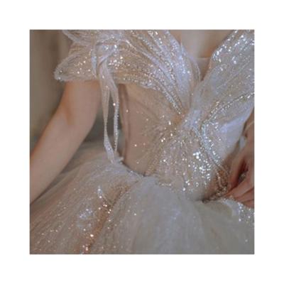 China Anti-Static French Wedding Dresses Luxury Dresssequin Noble Strapless Embroidery Wedding Skirt Even Dress Wedding Jumpsuit Dresses for sale