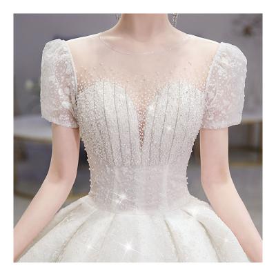 China Crystal Sparkling Temperament Princess New Anti-Static Designs Seductive Maxi Luxury V-Neck Wedding Dress Sweetheart Neckline Wedding Dress for sale