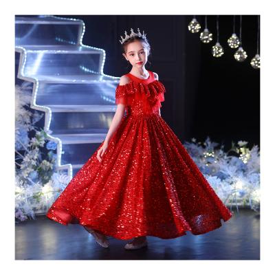 China Anti-wrinkle customization winter girls dresses Christmas off the shoulder dress high-end ball gown for kids girls princess for sale