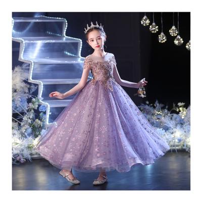 China Anti-wrinkle customization froks girl dress dreamy snow pattern dress designs latest for bridesmaids 6 to 14 years old for sale