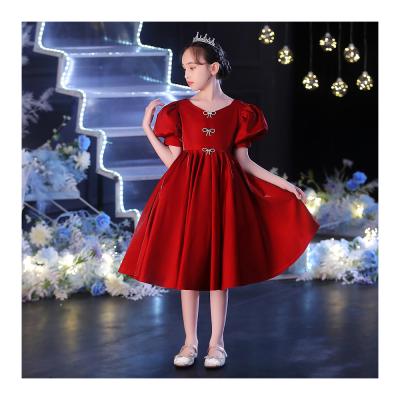 China little-queen-queen-flower-girl-girl-dresses-children-dresses-children-dresses-children-dresses-customization-Anti-wrinkle-beautiful-wine-red-wine for sale