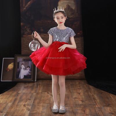 China Anti-wrinkle kids princess dress sequin dress girls ball gown kids bow princess dress for sale