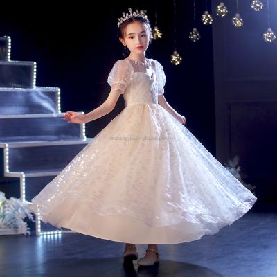 China Anti-wrinkle princess dress children princess puff sleeves with lace sequins kids wedding dresses girls for sale