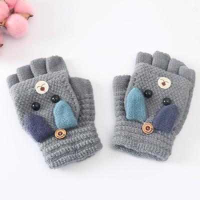 China Boodun Winter Children's Gloves Comfy Warm Cute Cartoon 6-12 Years School Children Cashmere Knitted Flip Child Primary Flip Gloves for sale