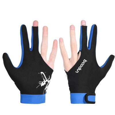 China Fashion Design Breathable Low Price 3 Finger Billiards Gloves Wedges Gloves Pool High Quality Spandex Colors OEM Billiards Glove for sale