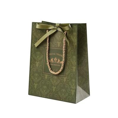 China Paper Sack Recyclable Ribbon Shopper Portable Wedding Party Bag for sale