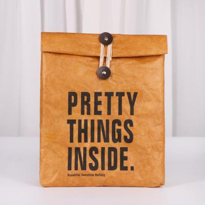 China Recyclable Washable Kraft Paper Bag Storage Bag Lunch Bag for sale