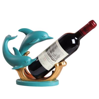 China Creative Vivid Dolphin-Shaped Dolphin-Shaped Wine Rack Europe Personality Resin Wine Rack Wine Dining Table Bar Rack Dual-Use for sale