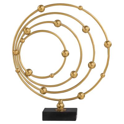 China Modern European Office Bookshelf Gold Border Planet Galaxy Decor Accessories Gold Decor Display Pieces For Home Decoration for sale