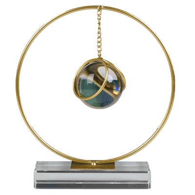 China Luxury gold lines simple geometric golden crystal ball ornaments modern creative home office Europe decorations for sale