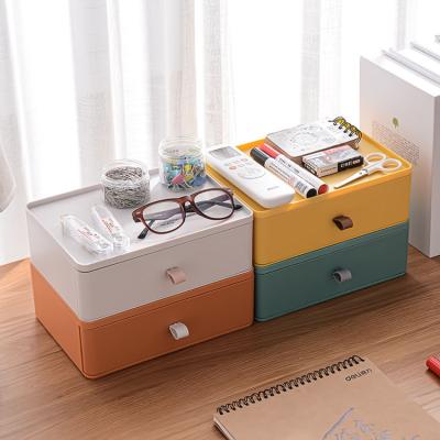 China Custom Logo Colorful Stackable Drawer Type Hot Selling Viable Storage Box Drawers Plastic Desktop Storage Box for sale