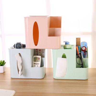 China Simple Multi-Function Plastic Towel Box Plastic Tube Living Room Tissue Box Household Tissue Storage Desktop Organizer for sale