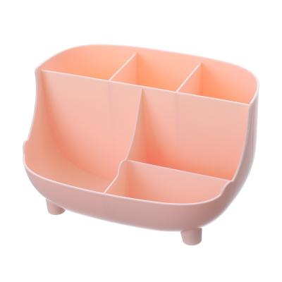 China Multifunctional Restaurant Home Cosmetic Plastic Storage Box Hotel Sofa 6-Compartment Household Desktop Pen Holder Shelf for sale