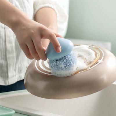 China Cordless Kitchen Ball Household Steel Wire Ball Cleaning Brush With Handle Dish Brush for sale